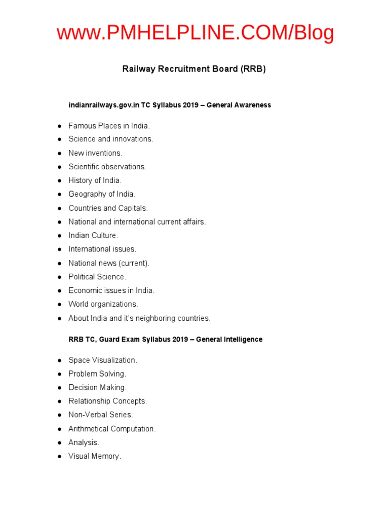 RRB TC Guard Syllabus PDF Download | PDF | Momentum | Chemistry