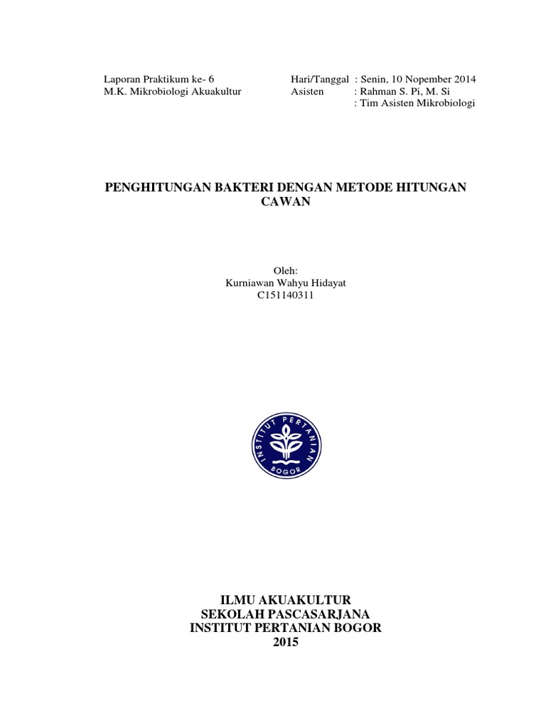 Laporan Praktikum Ke 6 Penghitungan Bakteri Dengan Hitungan Cawan | PDF