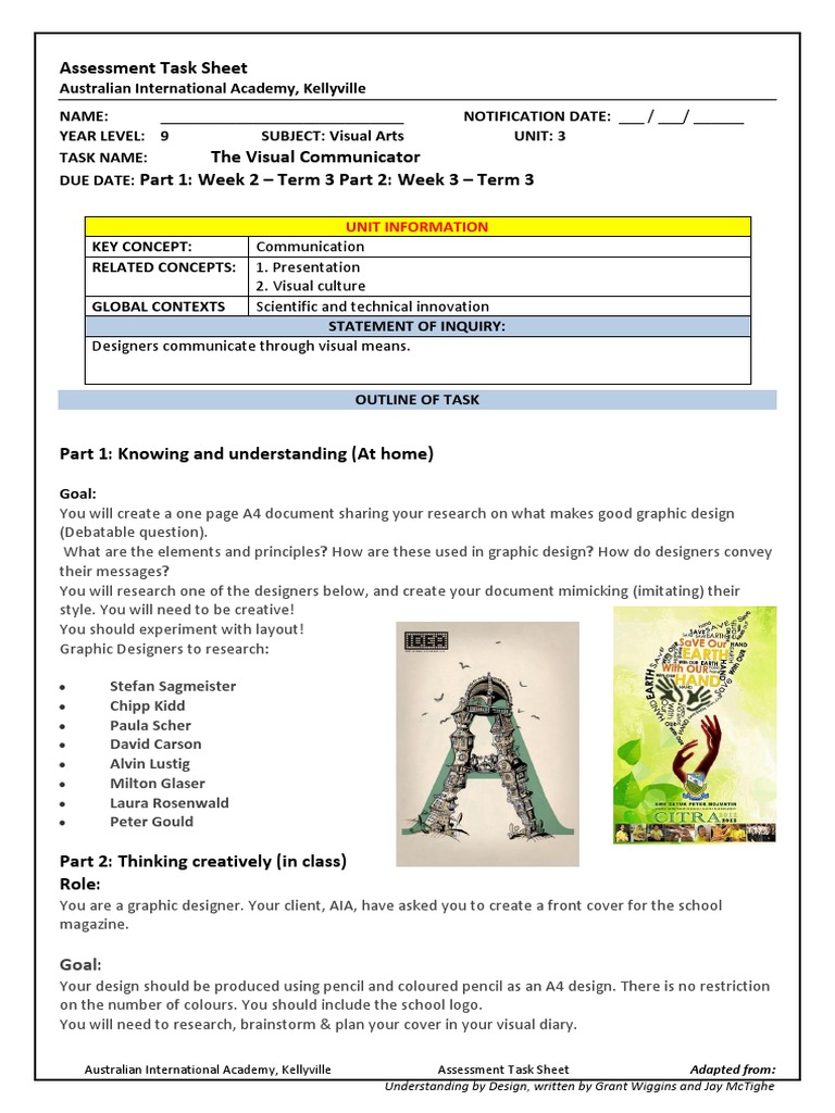 Visual Arts Assessment Task Guide | PDF | Graphic Design | Page Layout