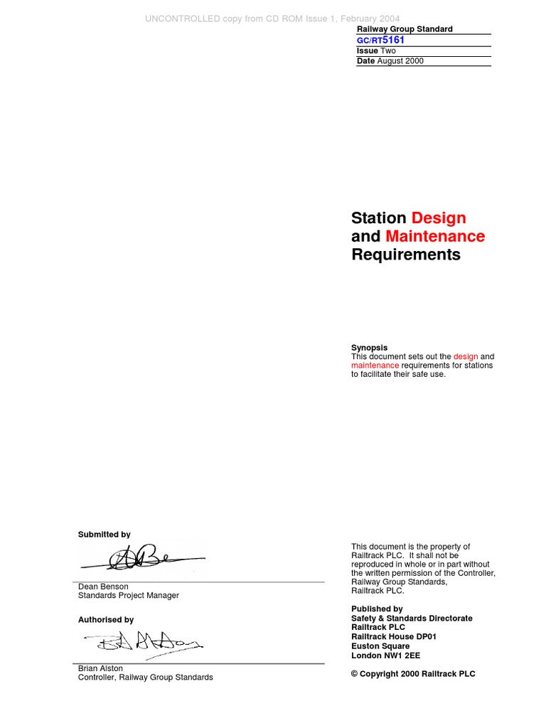 Rt5161a Station Design and Maintenace Requirements PDF | PDF | Train ...