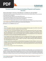 Cronicon: Research Article Prevalence and Effect of Cigarette Smoking in Pregnancy and Pregnancy Outcomes