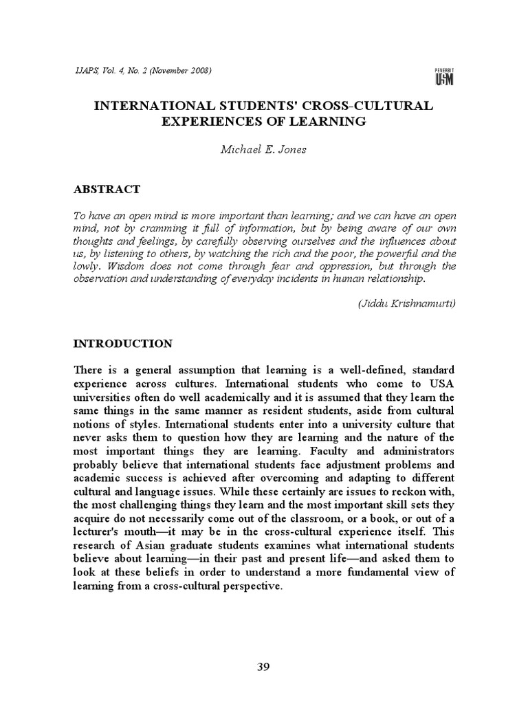 4 International Students' Cross Cultural | PDF | International Student ...