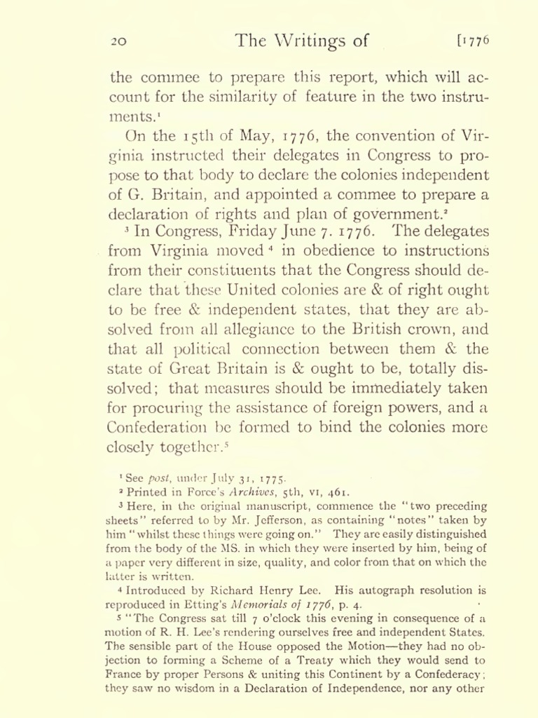 thomas jefferson from the autobiography the declaration of independence