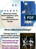 Types OF Energy: Mechanical, Sound, Electromagnetic (Light), Electrical, Chemical, Thermal and Nuclear