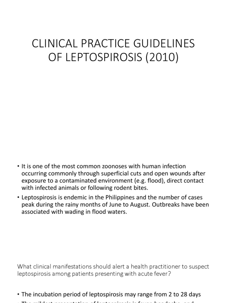 Clinical Practice Guidelines of Leptospirosis (2010) | PDF | Diseases ...
