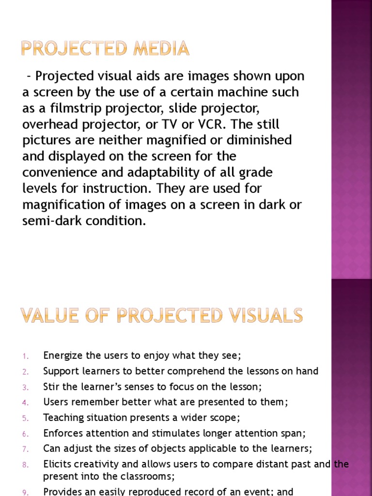 Types of Projected Visual Aids PDF Learning Psychological Concepts