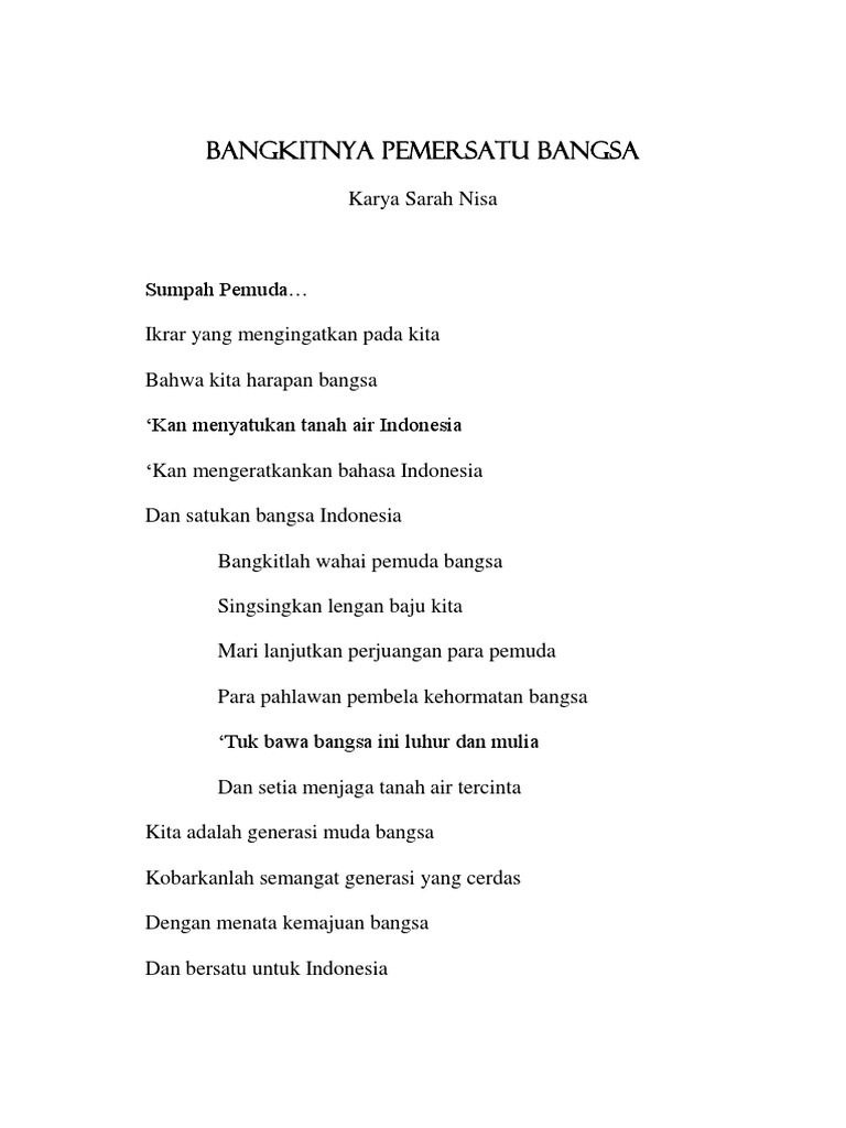 Puisi Pemuda Harapan Bangsa Masnurul