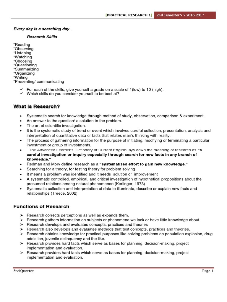Importance of Practical Research Skills | PDF | Scientific Method | Science