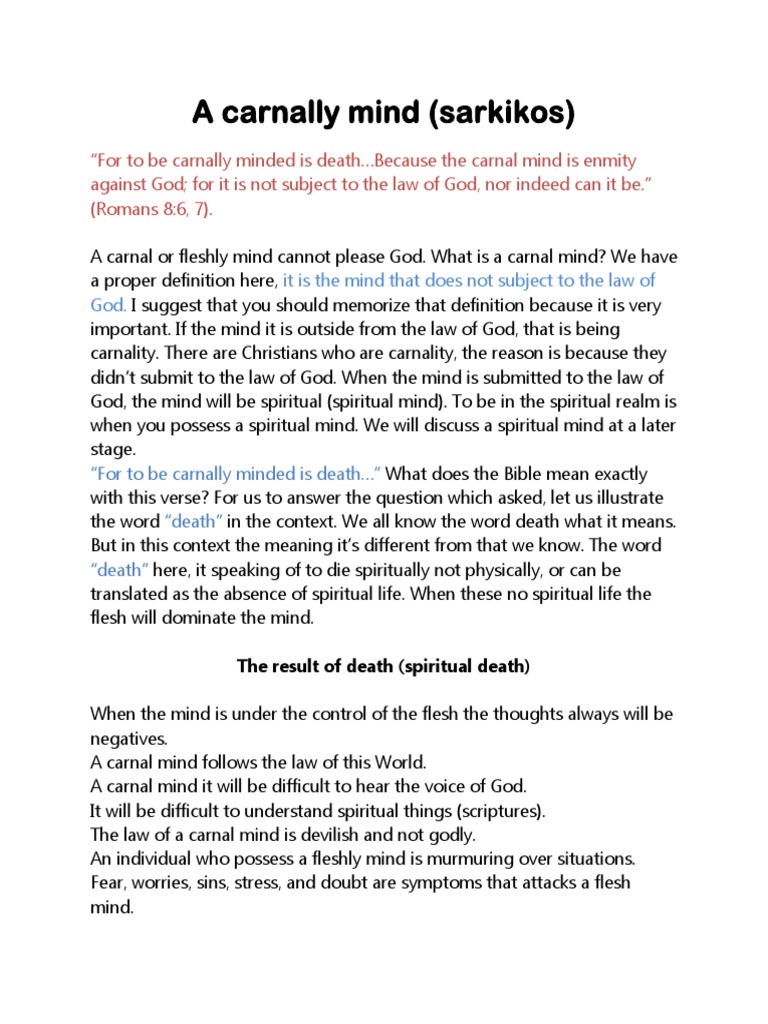 A Carnally Mind | Pdf | Mind | God