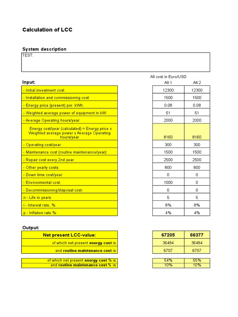 Life Cycle Cost Calculation for Pumps | PDF | Life Cycle Assessment ...