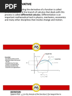 The Derivative: Differentiation and The Branch of Calculus That Deals With This