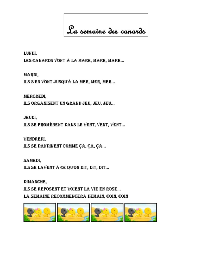 La Semaine Des Canards à Imprimer La Semaine Des Canards | PDF