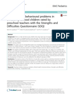 Emotional and Behavioural Problems in Swedish Preschool Children Rated by Preschool Teachers With The Strengths and Difficulties Questionnaire (SDQ)