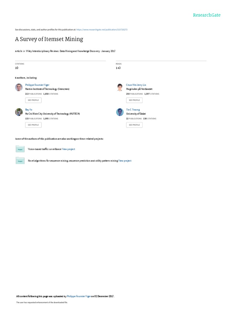 Survey of Itemset Mining Techniques | PDF | Applied Mathematics ...
