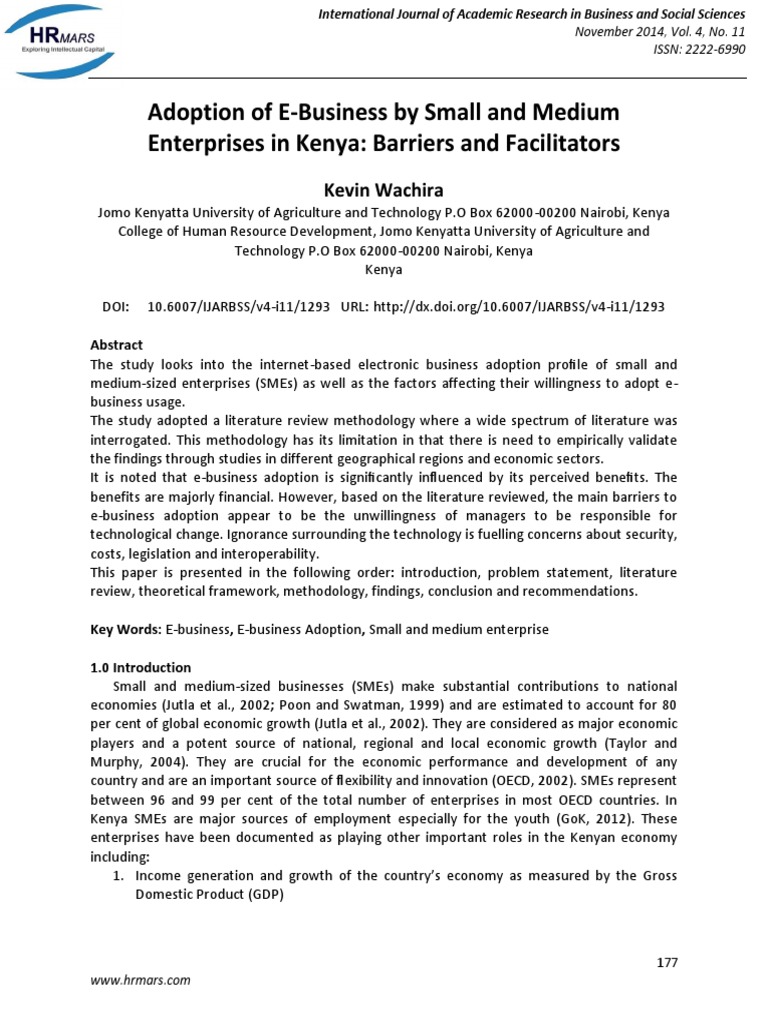 E-Business Adoption in Kenyan SMEs | PDF | Innovation | Small And ...