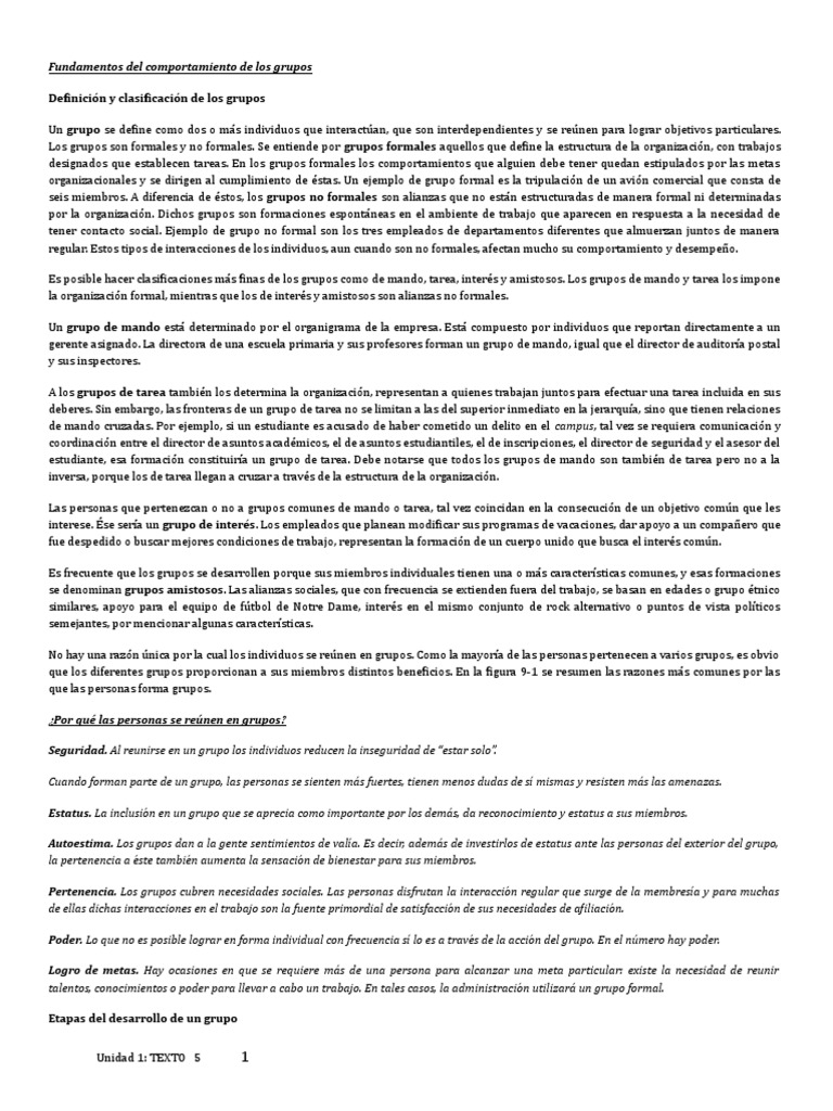 Fundamentos Del Comportamiento de Los Grupos Los Equipos de Trabajo 9 y ...