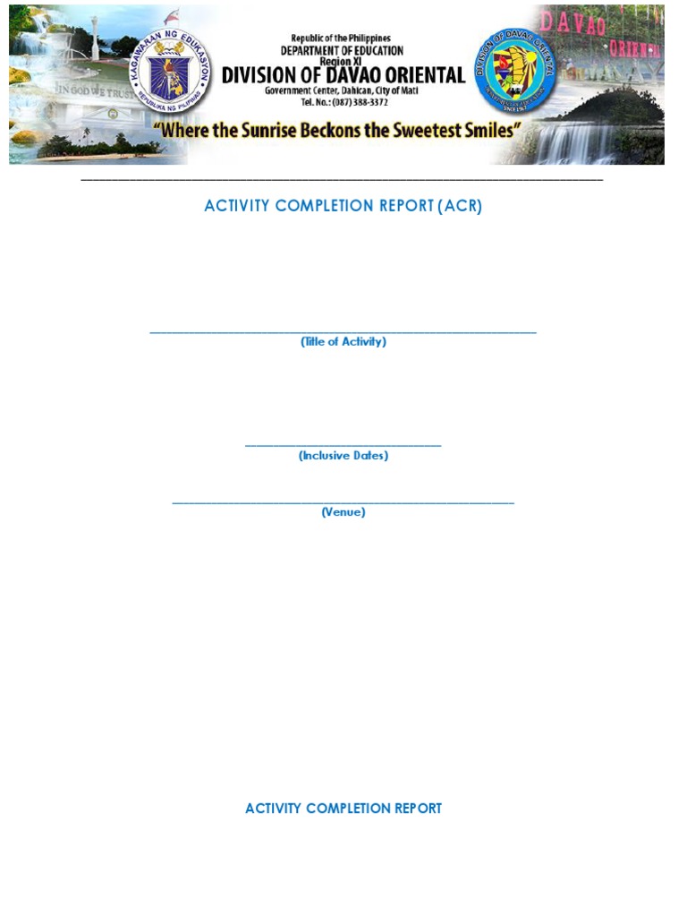 Activity Completion Report Template For TRAINING PROPONENTS | PDF ...