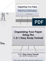Organizing Your Paper: Introduction To University Success Research and Technical Writing