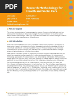 Unit 22: Research Methodology For Health and Social Care