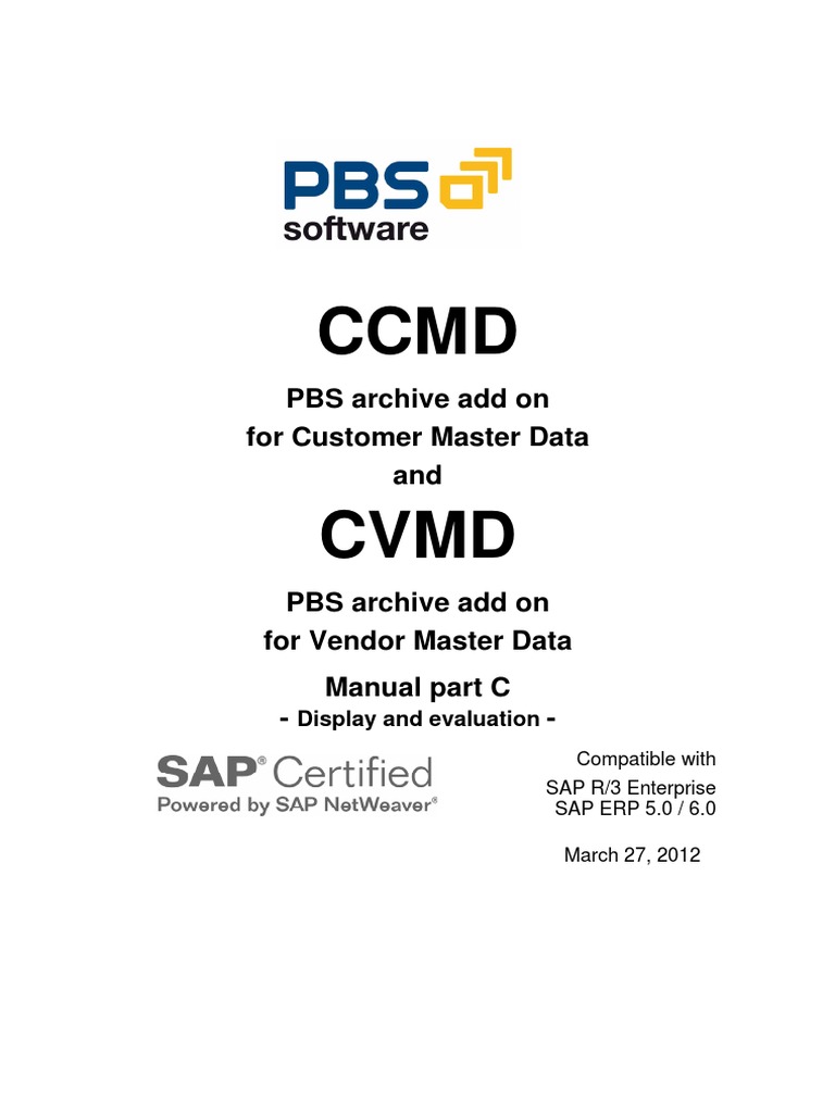 PBS CCMD CVMD User Guide | PDF | Sap Se | Databases