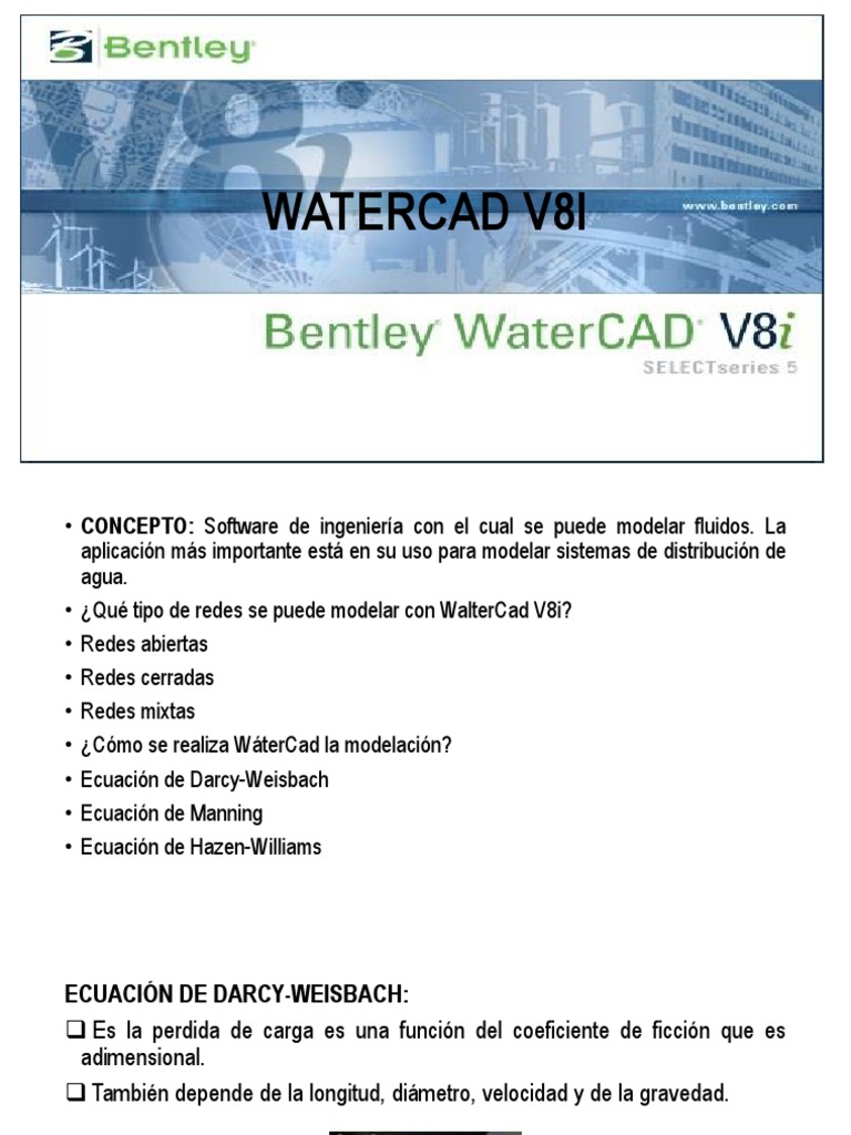 Modelado de Fluidos con WaterCAD V8i | PDF
