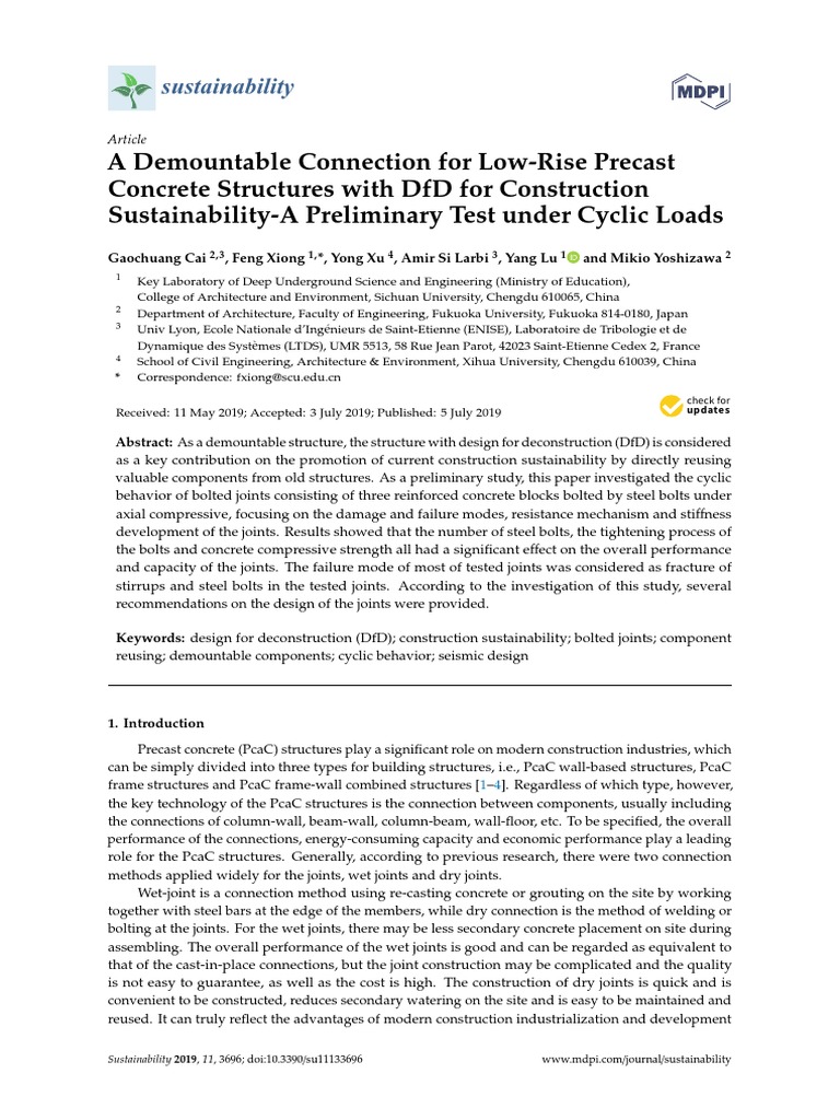 Demountable Precast Connection Test Report | PDF | Concrete | Recycling