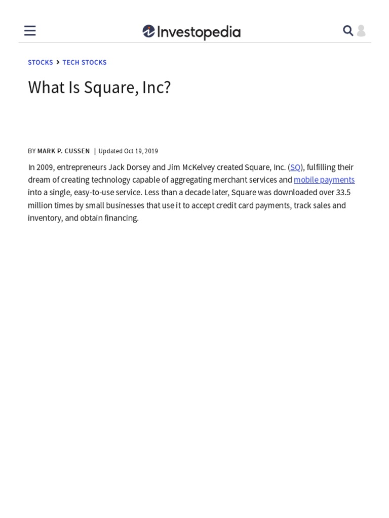 What Is Square, Inc PDF Point Of Sale Financial Technology