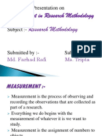 Measurement in Research Methodology Research Methodology: Presentation On