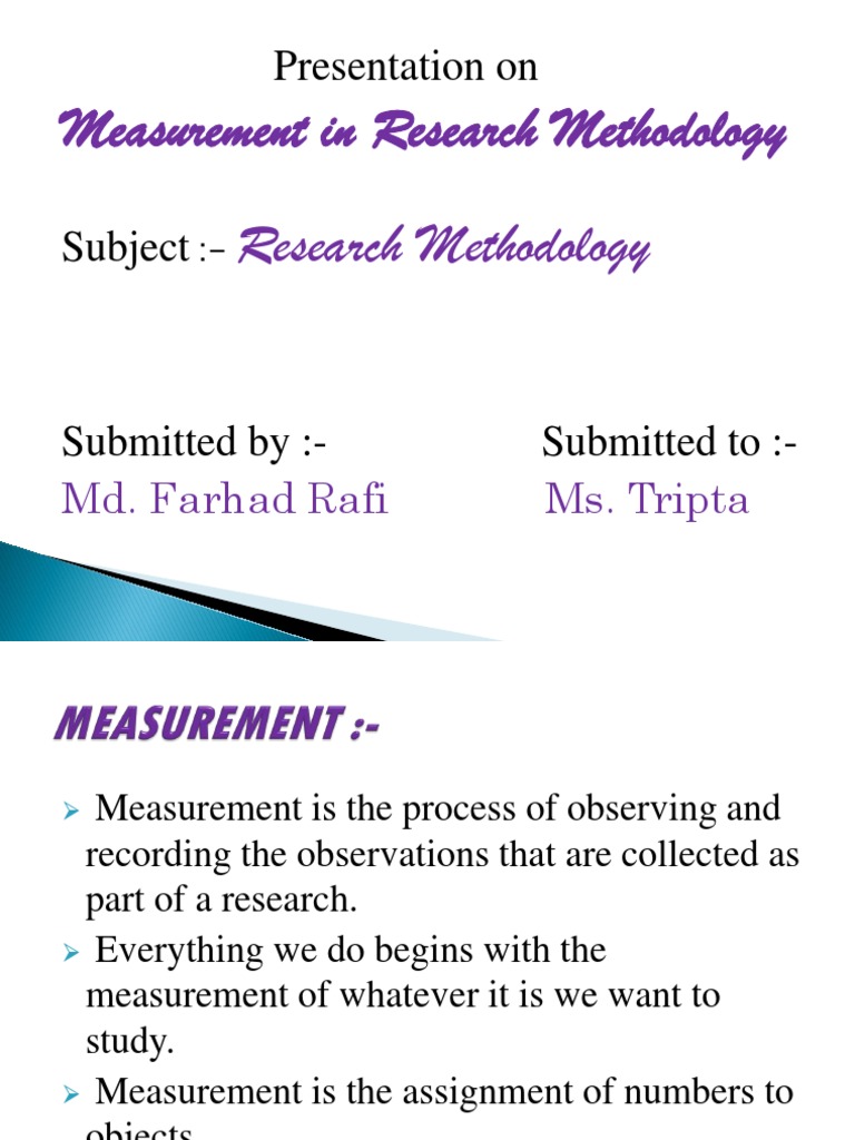 Measurement in Research Methodology Research Methodology: Presentation ...