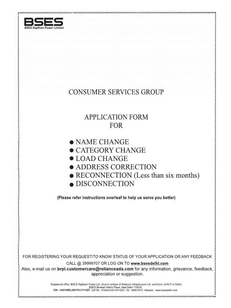 ⛔ Bses meter disconnection form. Application for Disconnection of