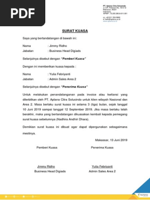 Contoh Surat Kuasa 