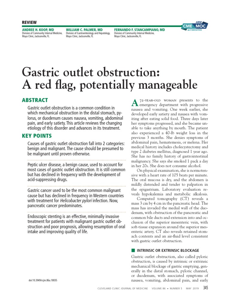 Understanding Gastric Outlet Obstruction | PDF | Nausea | Pancreatic Cancer