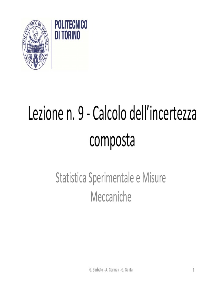 l09 - Calcolo Dell'Incertezza Composta | PDF