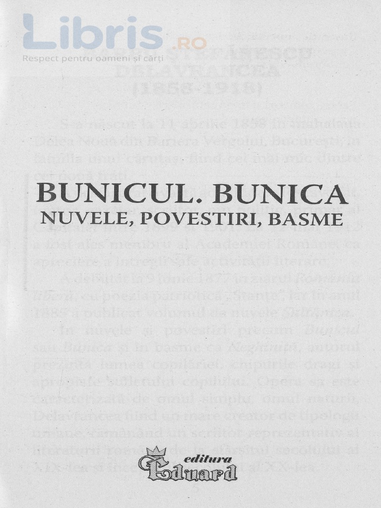 Bunicul De Barbu Stefanescu Delavrancea Rezumat Bunicul. Bunica - Barbu Stefanescu Delavrancea | PDF
