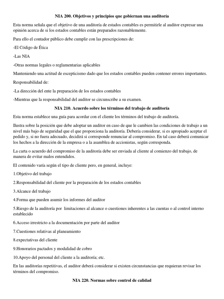 NIA 200: Objetivos de Auditoría | PDF | Contralor | Auditoría financiera