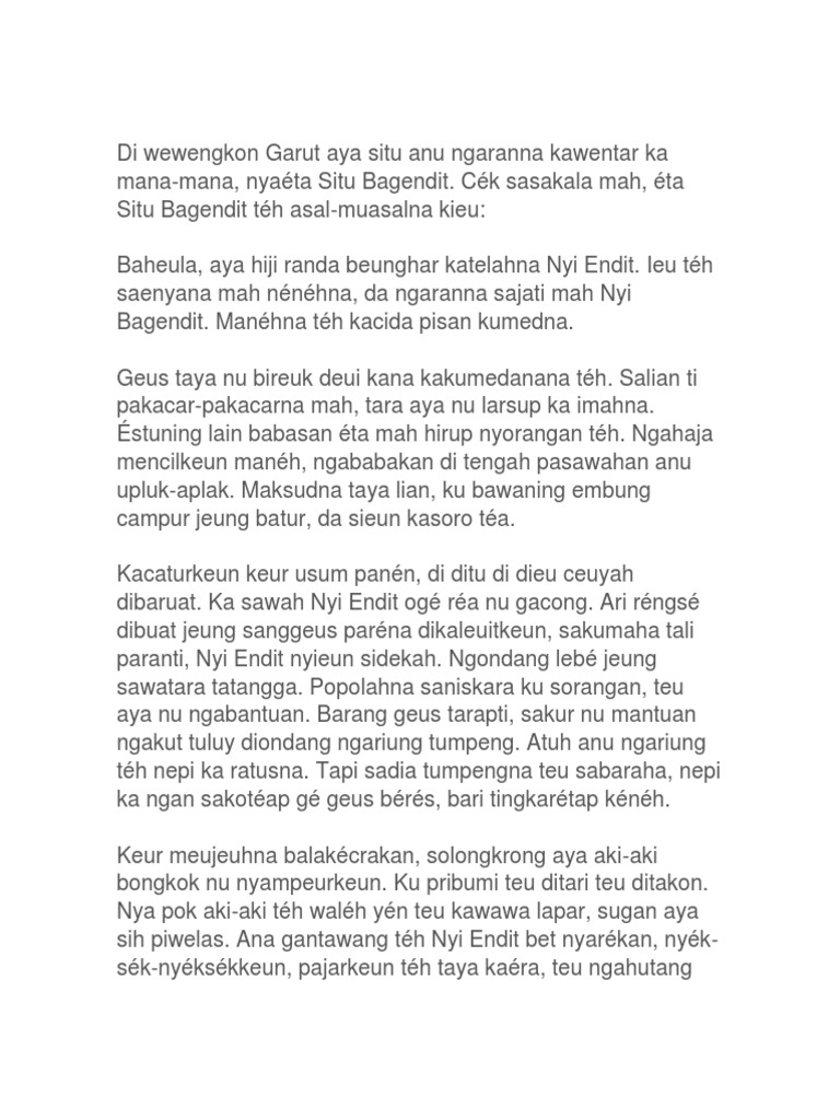 Dongeng Sunda Sasakala Situ Bagendit Pencari Soal