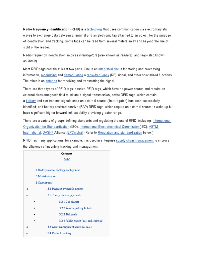 RFID Tech: Uses and Innovations | PDF | Radio Frequency Identification ...
