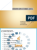 Presentation On Core Java: Zahedah Asrar 1754510901 B.Tech (Cse)