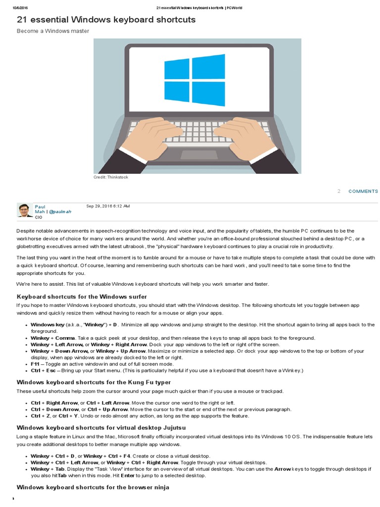 Essential Windows Keyboard Shortcuts | PDF | Computer Keyboard ...