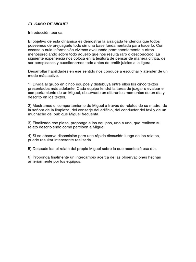 Dinamica: El Caso de Miguel | PDF