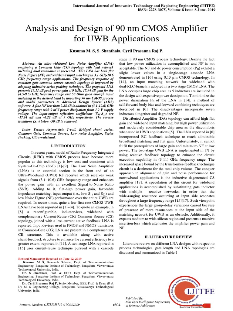 Analysis and Design of 90 NM CMOS Amplifier For UWB Applications | PDF ...