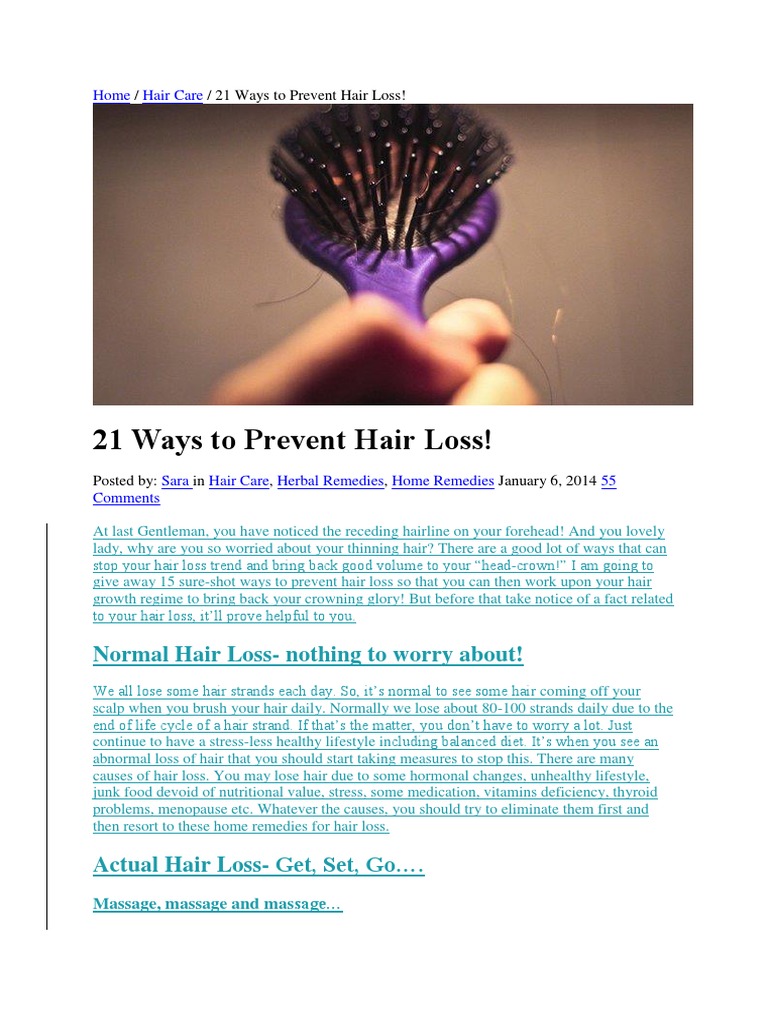 21 Ways To Prevent Hair Loss! PDF Hairstyle Hair Loss