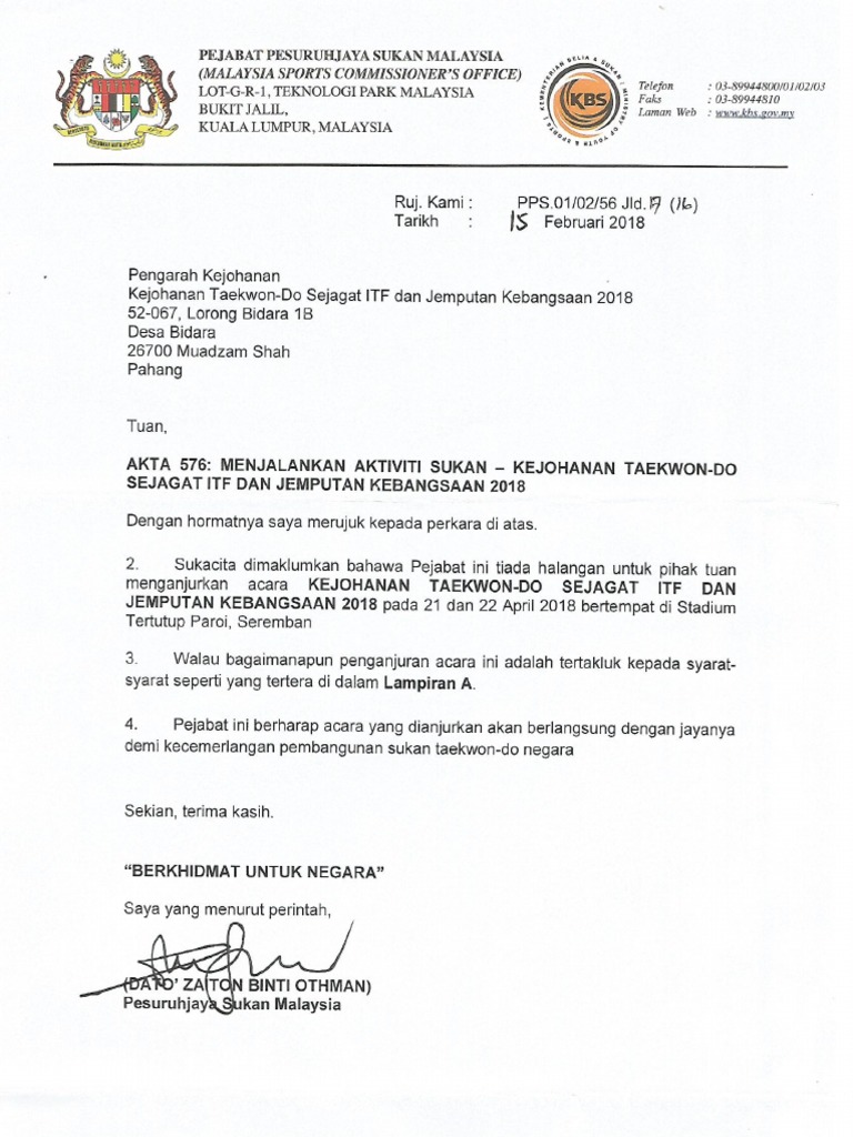 Surat Kebenaran Penganjuran Sukan Pjs  PDF