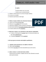 Ficha de Gramática 7º Ano