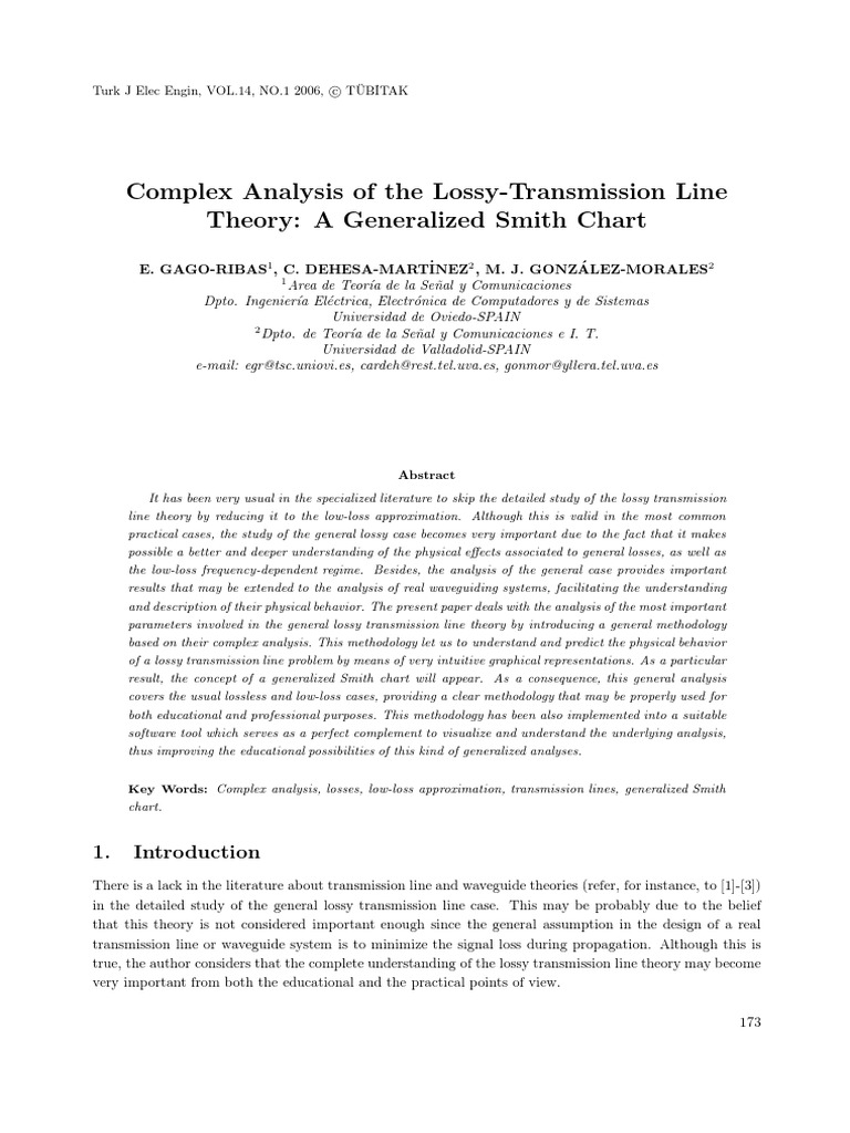 Complex Analysis of Lossy Transmission Lines | PDF | Transmission Line ...