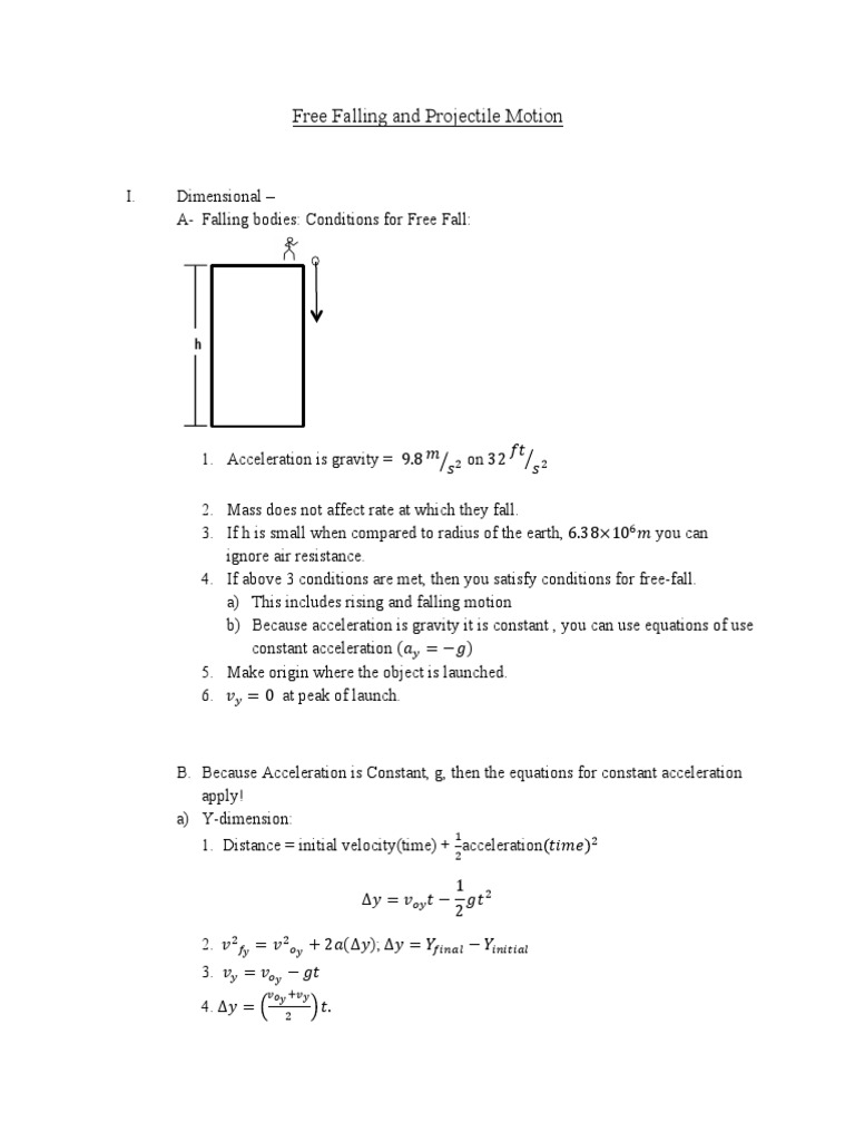 Free Fall and Projectile Motion Basics | PDF | Acceleration | Force