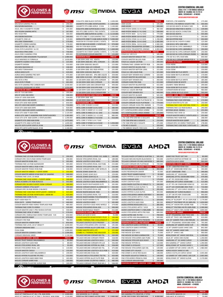 Precios de Componentes de PC 2023 | PDF | Datos de computadora ...