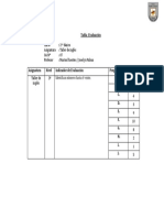 Tabla de Especificaciones