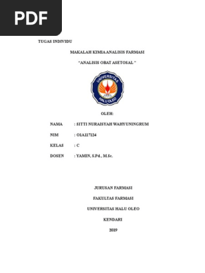 Makalah Review Jurnal Analisis Obat Asetosal Pdf