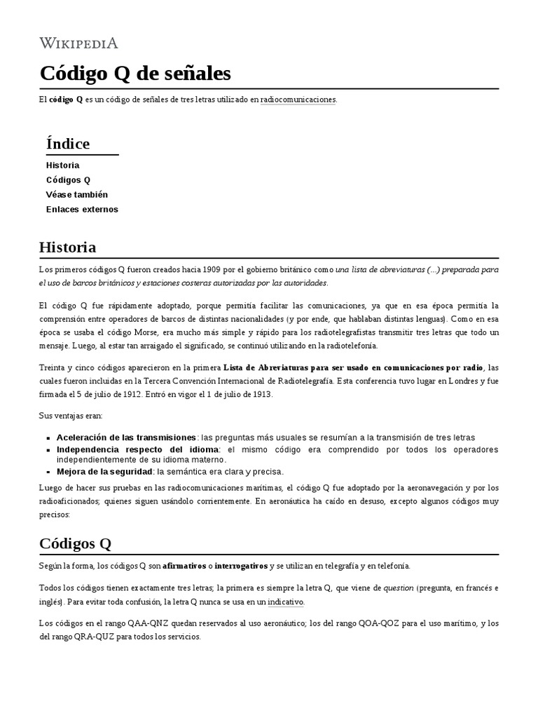 Código Q de Señales | PDF | Inalámbrico | Radiodifusión